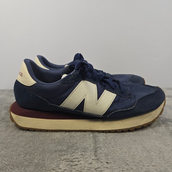 New Balance 237 Navy Blue Cream Burgundy Mens Sneakers MS237CM Size 8.5 - Picture 6 of 11